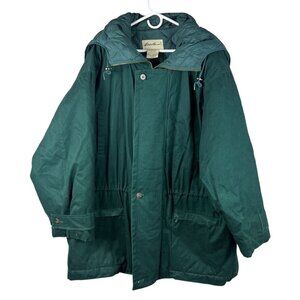 Eddie Bauer Mens Goose Down Quilted Jacket XL Dark Green Nylon Cotton